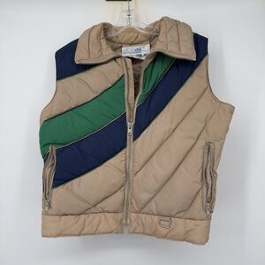Vtg L 80s Vest Blue Skitique Puff Puffer Puffy Retro Ski Hipster size Large /M'